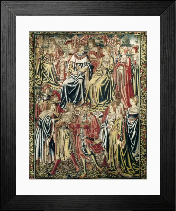 Framed Print : Catholic Monarchs (15-16th century). Wedding of the Catholic Monarchs held in Valladolid (1469). Tapestry. SPAIN. CATALONIA. Lerida. New Cathedral