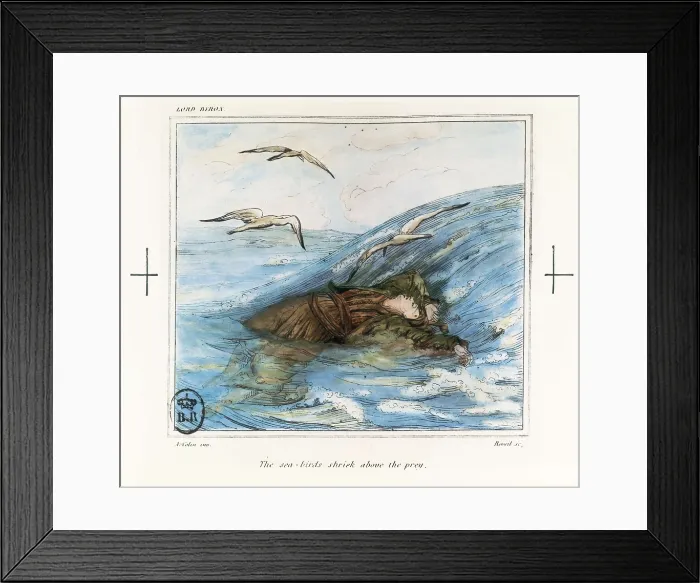 Framed Print : Byron, George Gordon Byron, 6th Baron, called 'Lord Byron' (1788-1824). Illustration of the poem 'The Corsair' (1814). Painting. FRANCE. Paris