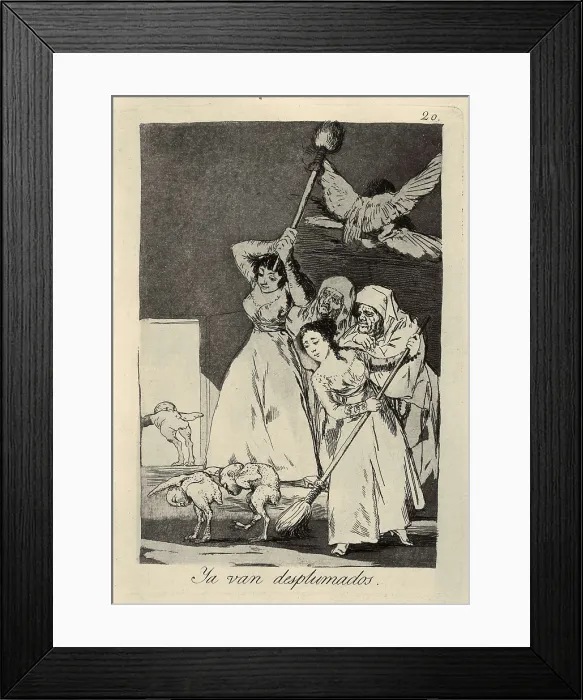 Framed Print : GOYA Y LUCIENTES, Francisco de (1746-1828). There they go, plucked. 1799. Plate 20 of 'Los Caprichos', etching, burnished and drypoint. Etching; Engraving. SPAIN Framed Print : GOYA Y LUCIENTES, Francisco de (1746-1828). There they go, plucked. 1799. Plate 20 of 'Los Caprichos', etching, burnished and drypoint. Etching; Engraving. SPAIN