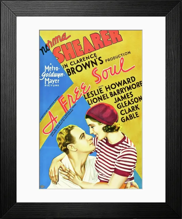 Framed Print : A FREE SOUL, from left on US poster art: Leslie Howard, Norma Shearer, 1931