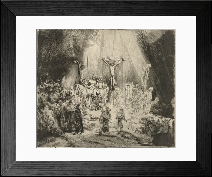 Framed Print : Three Crosses, by Rembrandt van Rijn, 1633-53, Dutch print, engraving, drypoint