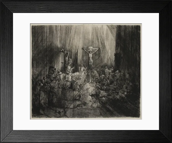 Framed Print : Three Crosses, by Rembrandt van Rijn, 1633-53, Dutch print, engraving, drypoint