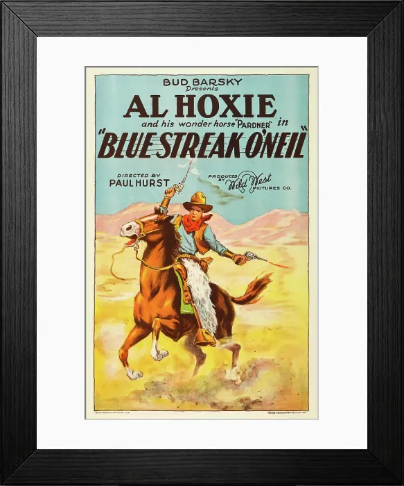 Framed Print : BLUE STREAK O'NEIL, Al Hoxie on US poster art, 1926 Framed Print : BLUE STREAK O'NEIL, Al Hoxie on US poster art, 1926