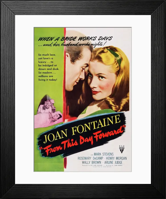 Framed Print : FROM THIS DAY FORWARD, US poster art, from left: Mark Stevens, Joan Fontaine, 1946