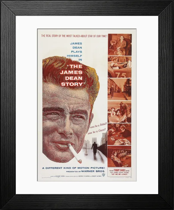 Framed Print : THE JAMES DEAN STORY, US poster art, left: James Dean, 1957 Framed Print : THE JAMES DEAN STORY, US poster art, left: James Dean, 1957