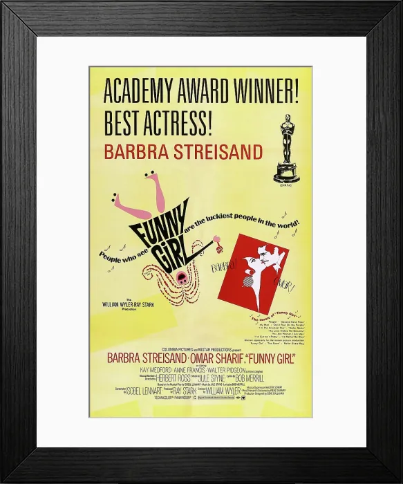 Framed Print : FUNNY GIRL, US poster, from left: Barbra Streisand, Omar Sharif, 1968