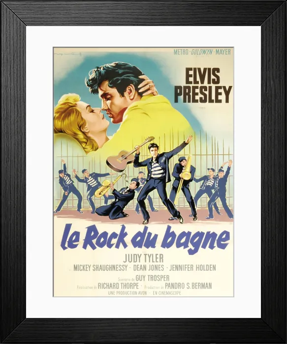 Framed Print : JAILHOUSE ROCK, Judy Tyler, Elvis Presley featured on French poster art, 1957 Framed Print : JAILHOUSE ROCK, Judy Tyler, Elvis Presley featured on French poster art, 1957