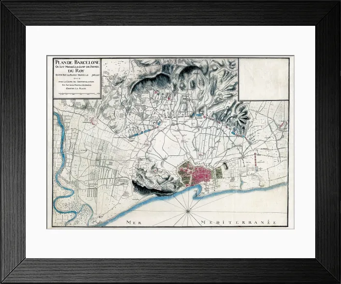 Framed Print : Spain (1713). War of the Spanish Succession. Siege of Barcelona. French map with the position of the Louis XIV's troops. AISA / Everett Collection**US SALES ONLY**