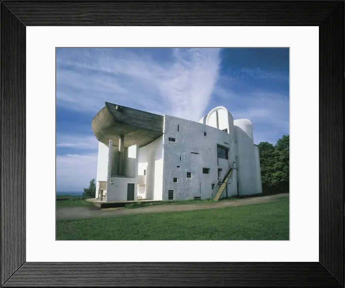 Framed Print : LE CORBUSIER, Charles-douard Jeanneret, named (1887-1965). Chapel of Notre Dame du Haut. 1951-1955. FRANCE. Ronchamp. Chapel of Notre Dame du Haut. Outside. Rationalism