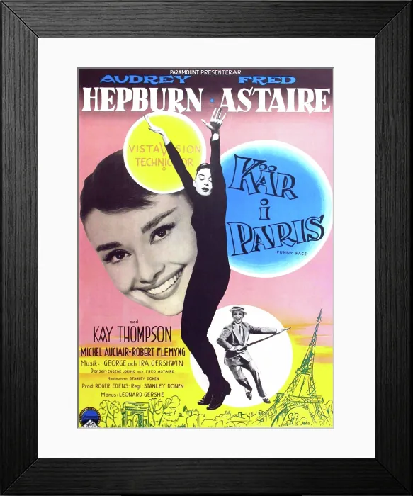 Framed Print : FUNNY FACE, from left, Audrey Hepburn, Fred Astaire, 1957