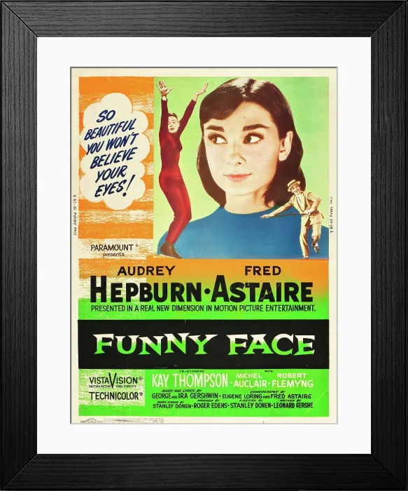 Framed Print : FUNNY FACE, l-r: Audrey Hepburn, Fred Astaire on US poster art, 1957