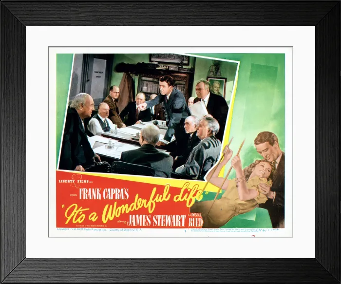Framed Print : IT'S A WONDERFUL LIFE, top center: James Stewart, bottom right from left: Donna Reed, James Stewart, 1946 Framed Print : IT'S A WONDERFUL LIFE, top center: James Stewart, bottom right from left: Donna Reed, James Stewart, 1946