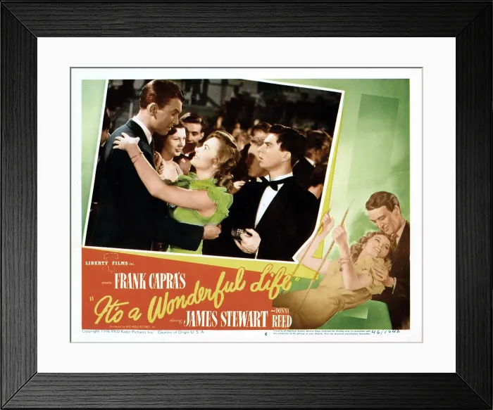 Framed Print : IT'S A WONDERFUL LIFE, top from left: James Stewart, Donna Reed, Carl Alfalfa Switzer, bottom right: Donna Reed, James Stewart, 1946