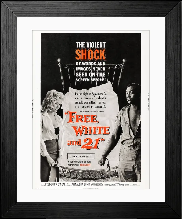 Framed Print : FREE, WHITE AND 21, US poster art, 1963