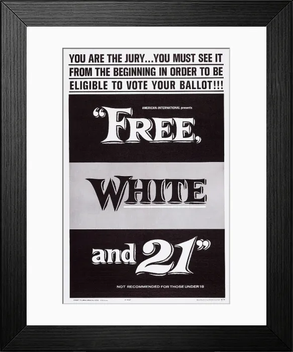 Framed Print : FREE, WHITE AND 21, US poster, 1963