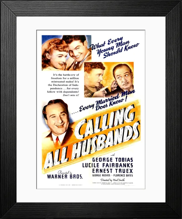 Framed Print : CALLING ALL HUSBANDS, US poster, top left from left: Lucile Fairbanks, George Reeves, Florence Bates, Ernest Truex, bottom left: George Tobias, 1940 Framed Print : CALLING ALL HUSBANDS, US poster, top left from left: Lucile Fairbanks, George Reeves, Florence Bates, Ernest Truex, bottom left: George Tobias, 1940