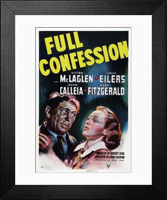 Framed Print : FULL CONFESSION, US poster art, from left: Victor McLaglen, Pamela Blake, 1939