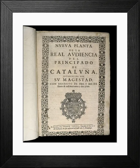 Framed Print : Spain. Kingdom of Felipe V. Decree of Nueva Planta (1716). SPAIN. Barcelona. Barcelona University Library. AISA / Everett Collection**US SALES ONLY** Framed Print : Spain. Kingdom of Felipe V. Decree of Nueva Planta (1716). SPAIN. Barcelona. Barcelona University Library. AISA / Everett Collection**US SALES ONLY**