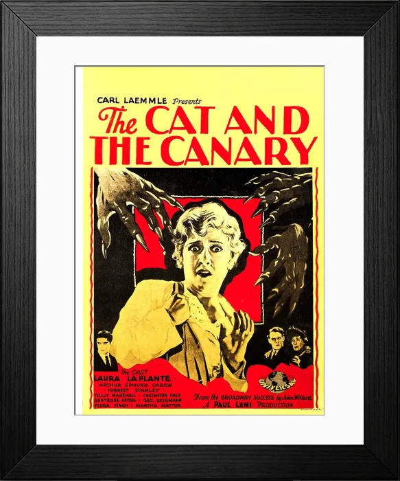 Framed Print : THE CAT AND THE CANARY, center: Laura La Plante; bottom left: Arthur Edmund Carewe (aka Arthur Edmund Carew); bottom right, left to right: Forrest Stanley, Flora Finch, 1927 Framed Print : THE CAT AND THE CANARY, center: Laura La Plante; bottom left: Arthur Edmund Carewe (aka Arthur Edmund Carew); bottom right, left to right: Forrest Stanley, Flora Finch, 1927