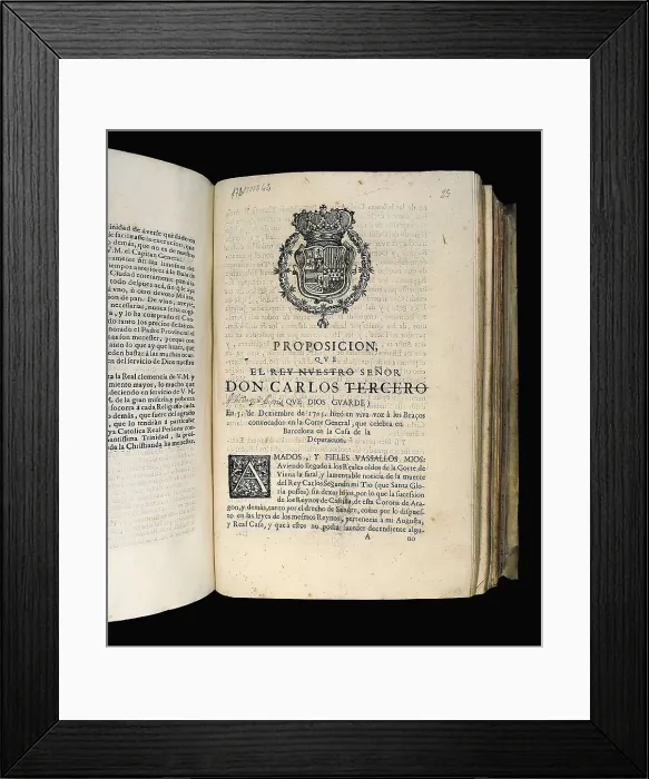 Framed Print : Spain (1704). War of the Spanish Succession. The Archduke Charles before the courts of the Principality of Catalonia, held in Barcelona. SPAIN. Barcelona