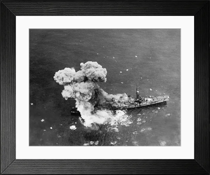 Framed Print : Captured German cruiser Frankfurt was a bomb target in tests by U.S. Army and Navy, July 18, 1921