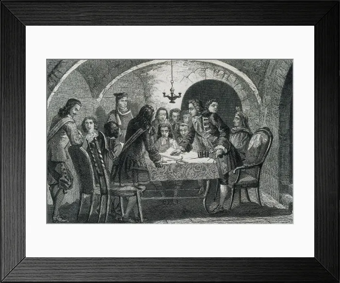 Framed Print : Spain (1713). War of the Spanish Succession. Siege of Barcelona. Session of the 'vint-i-quatrena' (January-September 1714). Etching