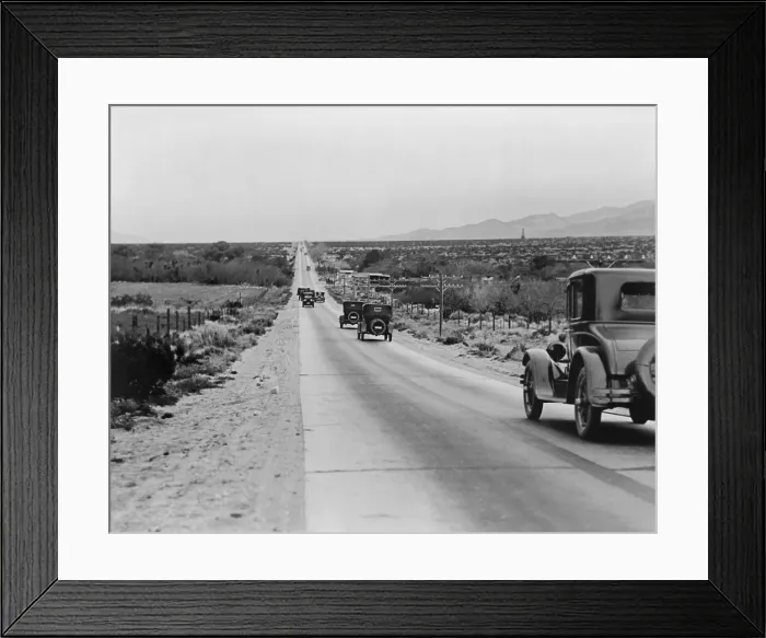 Framed Print : Highway leading towards Los Angeles across the Coachilla Desert, California, in the 1920s (BSLOC_2016_10_120) Framed Print : Highway leading towards Los Angeles across the Coachilla Desert, California, in the 1920s (BSLOC_2016_10_120)