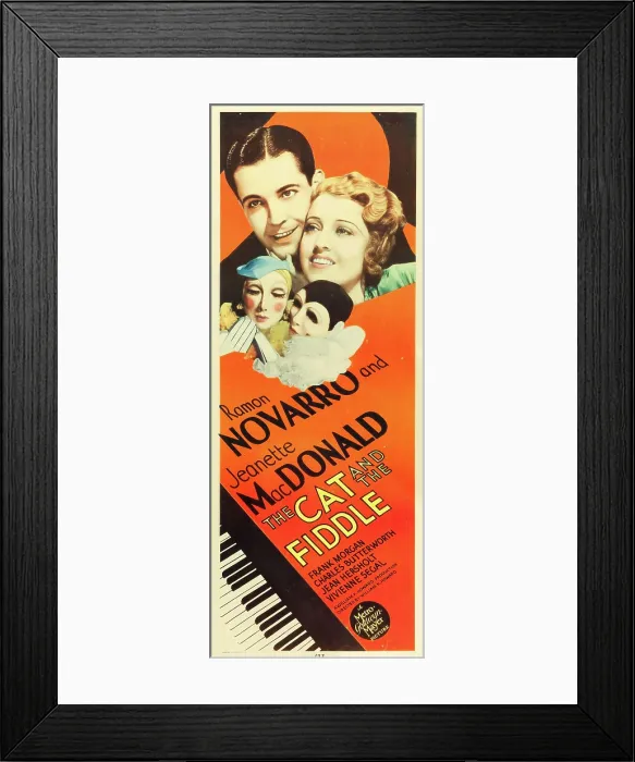 Framed Print : THE CAT AND THE FIDDLE, top l-r: Ramon Novarro, Jeanette MacDonald on insert poster, 1934 Framed Print : THE CAT AND THE FIDDLE, top l-r: Ramon Novarro, Jeanette MacDonald on insert poster, 1934