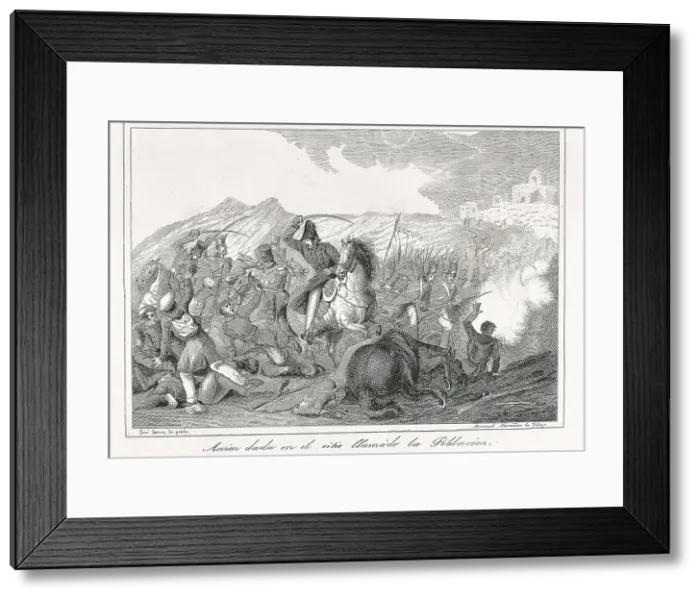 Framed Print : Spain. Firts Carlist War. Action in La Poblacin (1834). Engraving by Manuel Miranda. Engraving. SPAIN. Madrid. Romantic Museum. AISA / Everett Collection**US SALES ONLY**
