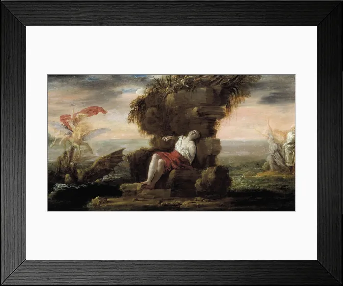 Framed Print : FETI, Domenico (1588-1623). Andromeda and Perseus (Andromema e Perseo). ca. 1619. Baroque art. Oil on canvas. AUSTRIA. Vienna