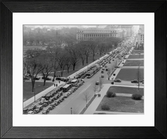 Framed Print : Washington D.C. traffic jam at 14th St. and the Mall, April 1937 (BSLOC_2016_10_119)