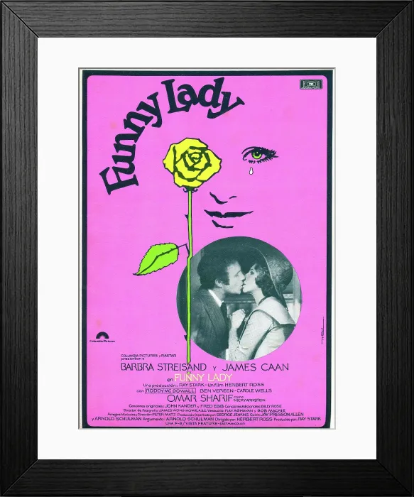 Framed Print : FUNNY LADY, in circular photo, from left: James Caan, Barbra Streisand; Spanish poster, 1975