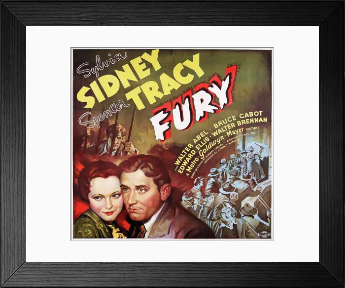 Framed Print : FURY, l-r: Sylvia Sidney, Spencer Tracy on poster art, 1936