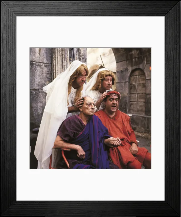 Framed Print : A FUNNY THING HAPPENED ON THE WAY TO THE FORUM, Phil Silvers, Buster Keaton, Jack Gilford, Zero Mostel, 1966