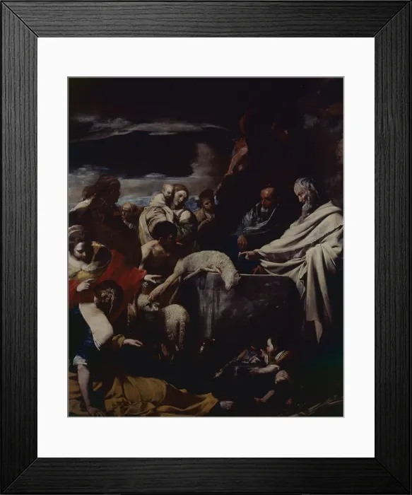 Framed Print : Moses Sacrifice (Sacrificio di Mos), by Massimo Stanzione, 1628-1630, 17th Century, oil on canvas, 288 x 225 cm - Italy, Campania, Naples, National Museum of Capodimonte