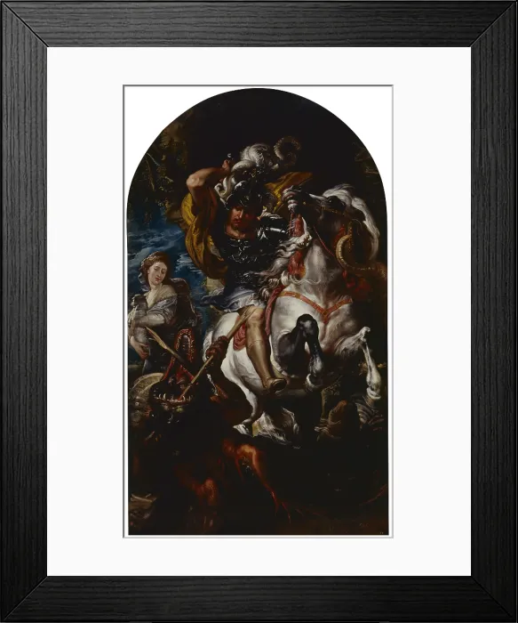 Framed Print : Saint George and the dragon (Sint Joris en de draak), Copy by Peter Paul Rubens, 1602-1603, 17th Century, oil on canvas, 304 x 182 cm - Italy, Campania, Naples