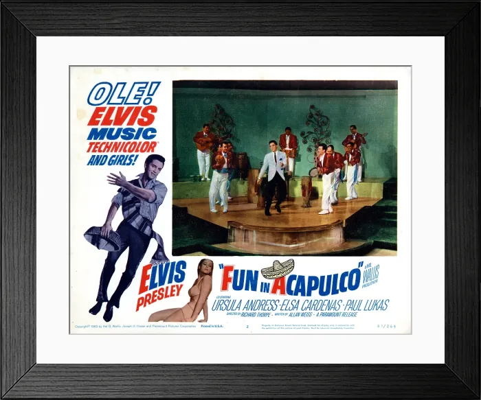 Framed Print : FUN IN ACAPULCO, Elvis Presley, (center and left ), Ursula Andress (bottom), 1963 Framed Print : FUN IN ACAPULCO, Elvis Presley, (center and left ), Ursula Andress (bottom), 1963