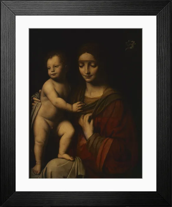 Framed Print : Madonna and Child (Madonna con Bambino), by Bernardino Luini, c. 1510-1520, 16th Century, oil on panel, 84 x 65 cm Framed Print : Madonna and Child (Madonna con Bambino), by Bernardino Luini, c. 1510-1520, 16th Century, oil on panel, 84 x 65 cm