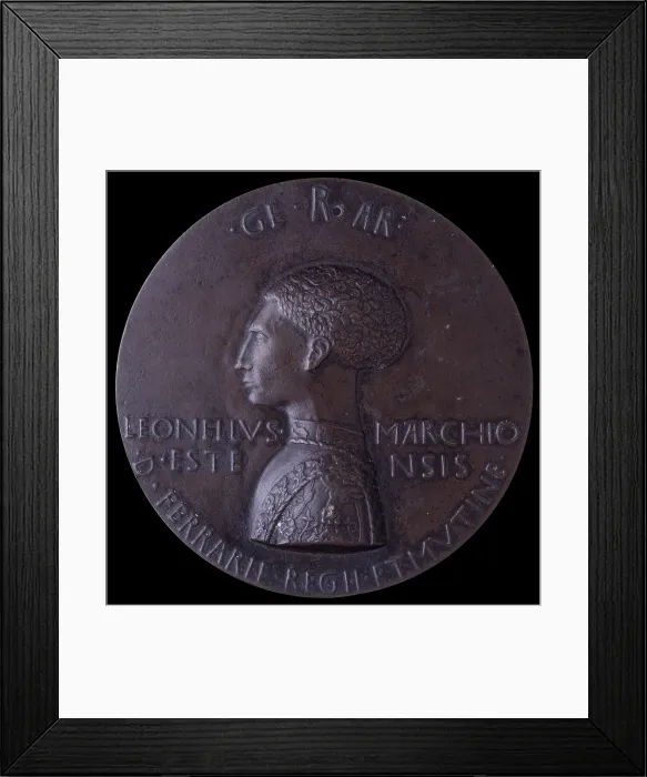 Framed Print : Lionello d'Este medal (Medaglia di Lionello d'Este), by Antonio of Puccio Pisano known as Pisanello, 1444, 15th Century, molten bronze, 101 cm - Italy, Campania, Naples