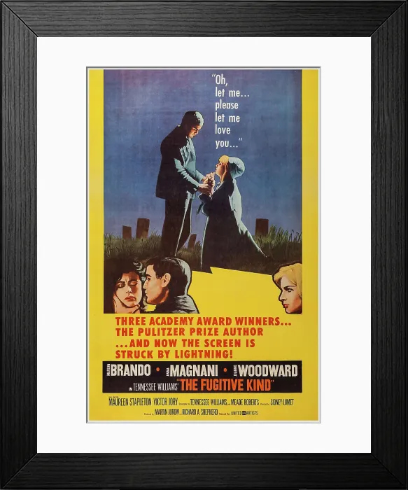Framed Print : THE FUGITIVE KIND, US poster art, bottom, from left: Anna Magnani, Marlon Brando, Joanne Woodward, 1959 Framed Print : THE FUGITIVE KIND, US poster art, bottom, from left: Anna Magnani, Marlon Brando, Joanne Woodward, 1959