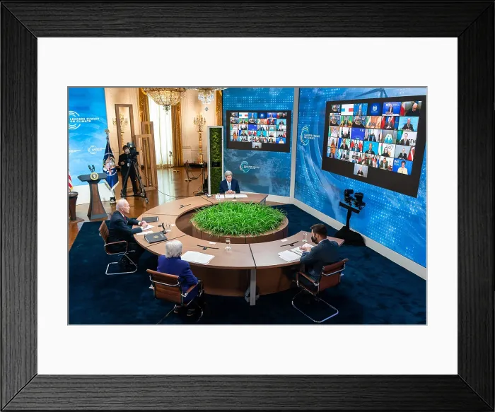 Framed Print : President Joe Biden attends the Leaders Summit on Climate, April 22, 2021