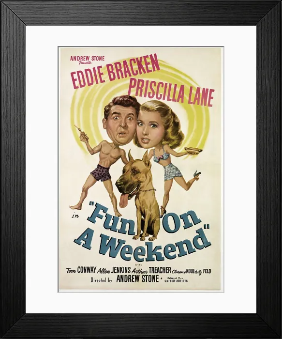 Framed Print : FUN ON A WEEKEND, from left, Eddie Bracken, Priscilla Lane, 1947 Framed Print : FUN ON A WEEKEND, from left, Eddie Bracken, Priscilla Lane, 1947