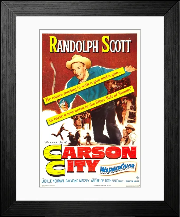 Framed Print : CARSON CITY, US poster, Randolph Scott, 1952