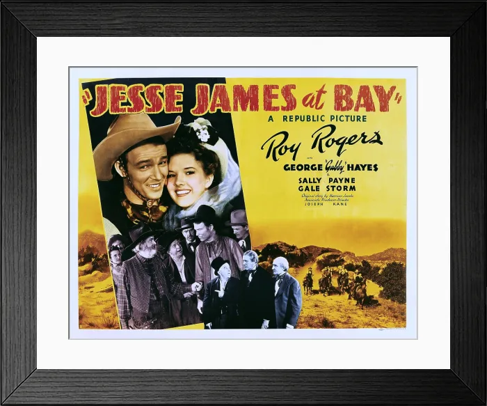 Framed Print : JESSE JAMES AT BAY, top from left: Roy Rogers, Gale Storm, center left: George Gabby Hayes, 1941