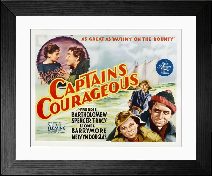 Framed Print : CAPTAIN'S COURAGEOUS, top left from left: Freddie Bartholomew, Spencer Tracy, right from left: Freddie Bartholomew, Lionel Barrymore, Spencer Tracy, 1937