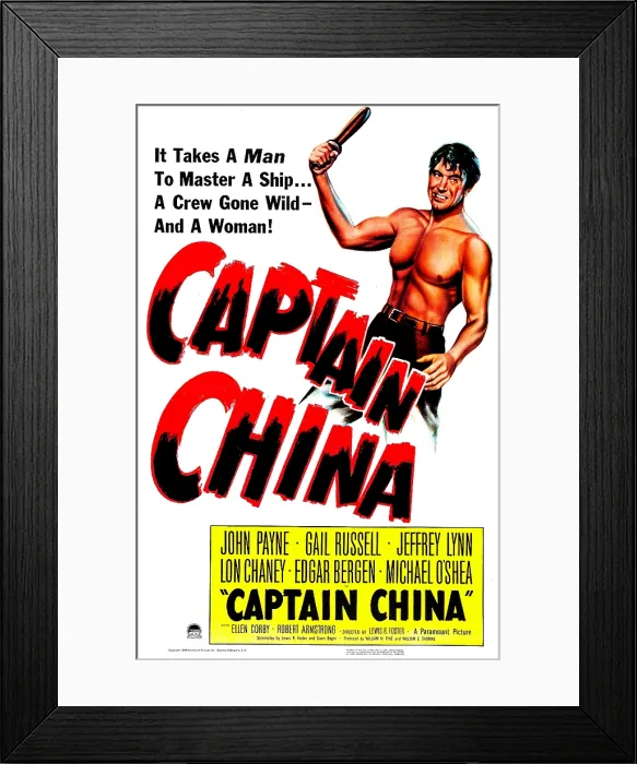 Framed Print : CAPTAIN CHINA, US poster, John Payne, 1950 Framed Print : CAPTAIN CHINA, US poster, John Payne, 1950