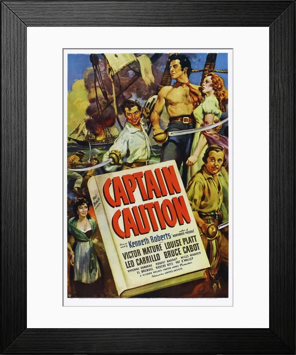 Framed Print : CAPTAIN CAUTION, US poster, top from left: Bruce Cabot, Victor Mature, Louise Platt, bottom from left: Vivienne Osborne, Leo Carrillo, 1940