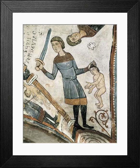 Framed Print : Royal Collegiate Church of San Isidoro. Royal Pantheon. 12th c. SPAIN. Len. Royal Collegiate Church of San Isidoro. Detail of the vault of the Massacre of the Innocents