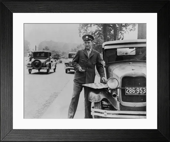 Framed Print : Uncle Sam starts count of traffic on Capital highways, Washington, D.C. 1931 (BSLOC_2016_10_125)