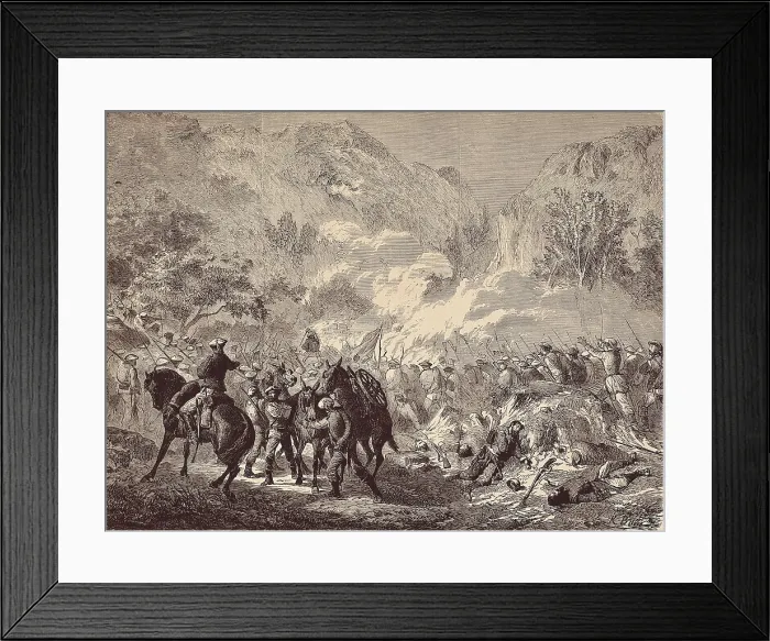 Framed Print : SPAIN. NAVARRE. Eraul. Spain. Third Carlist War. Carlist uprising. Action of Eraul, between the Navarro's columns and Dorregaray's soldiers, 5th May 1873